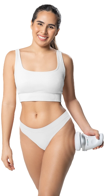 Visible leg contouring results showing slimmer, smoother and more defined legs with Vibro Sculpt 1.0