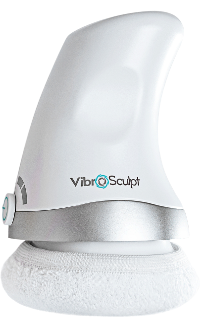Illustration of the Vibro Sculpt device showing oscillating, linear, and vibro-wave movements.