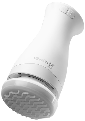 Illustration of the Vibro Sculpt device showing oscillating, linear, and vibro-wave movements.
